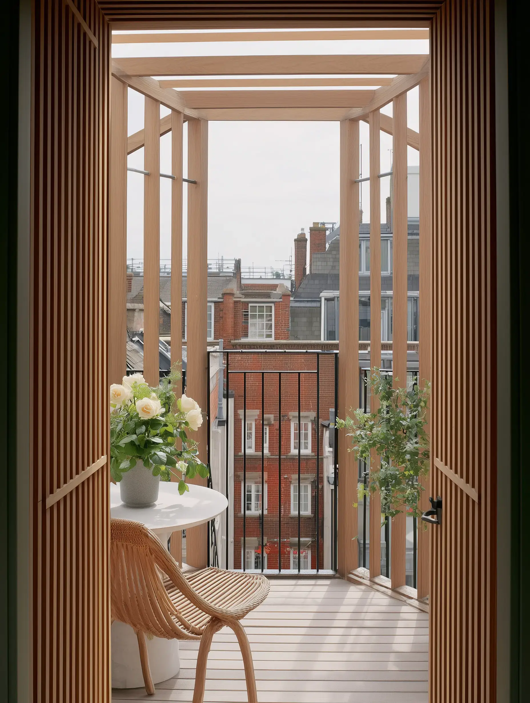 Residential balcony and surrounding property context