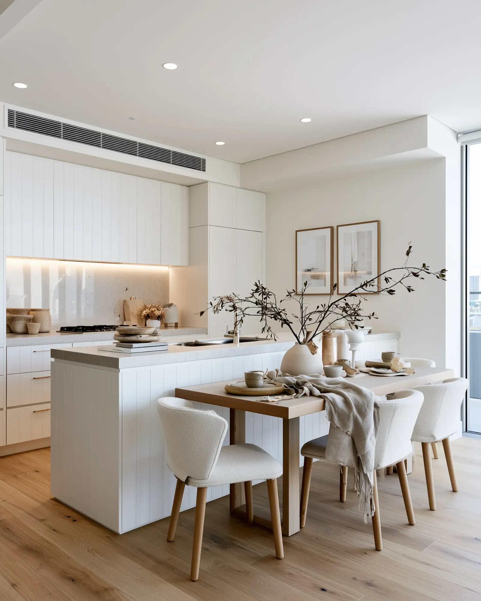 Modern apartment kitchen and dining area